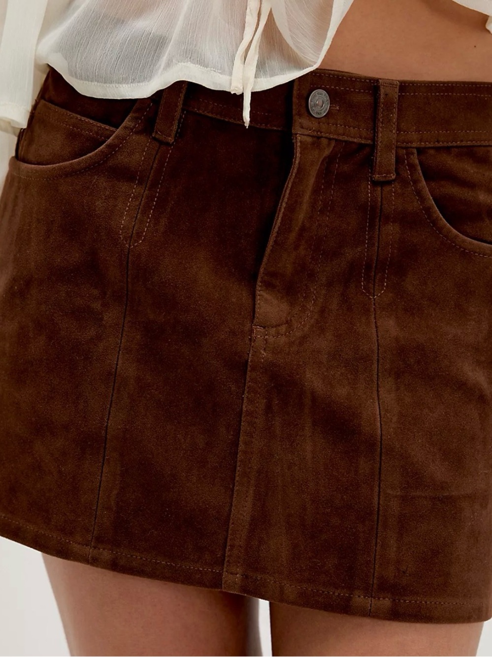 We The Free Brown Suede Mini Skirt